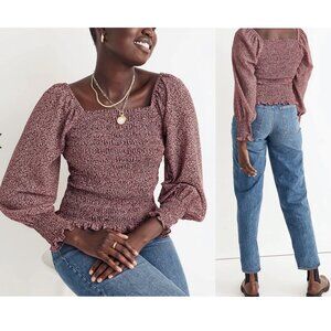 Madewell Top Lucie XXS Flowers Smocked Romantic Cottagecore Prairie‎ Day-Date